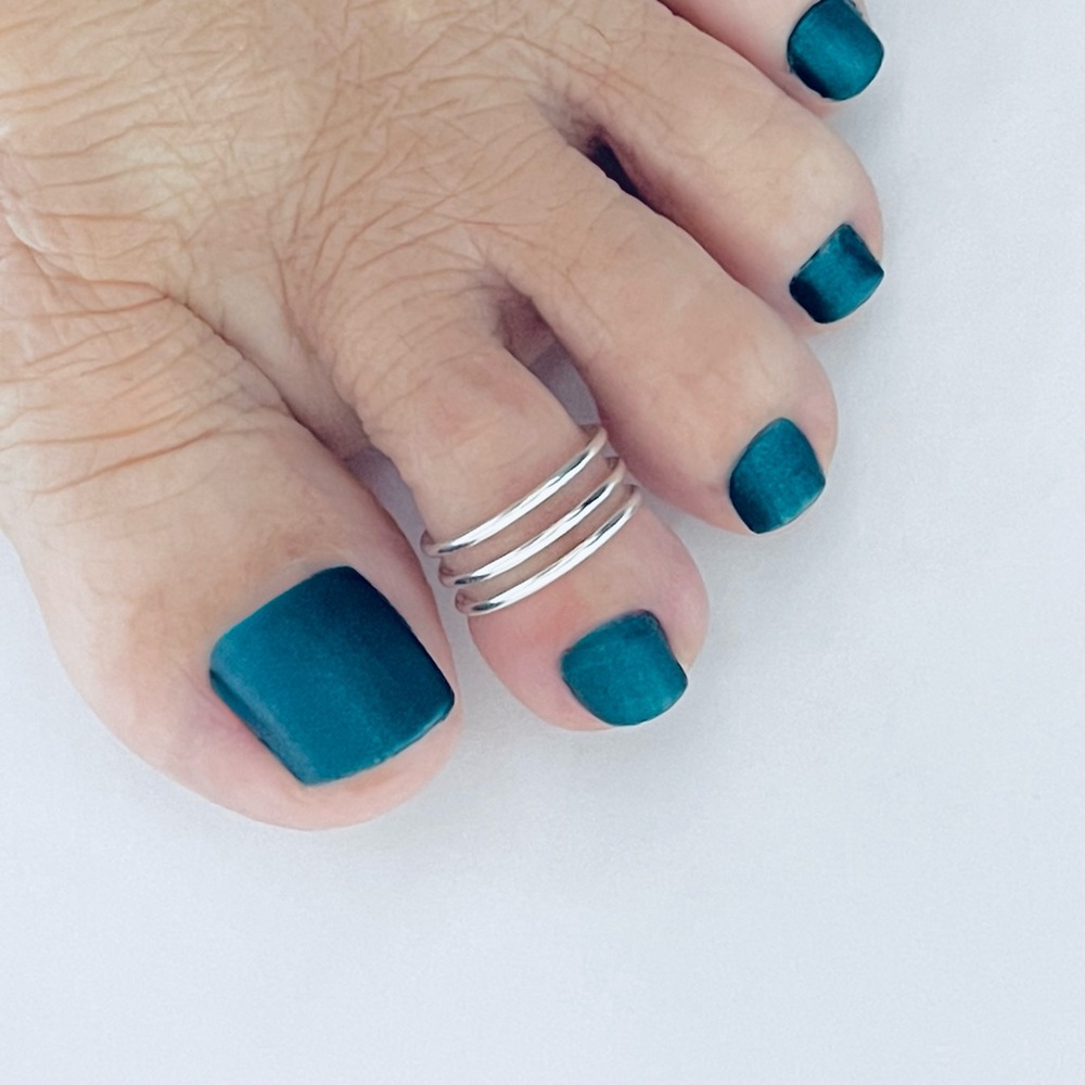 Sterling Silver Triple Thin Band Cuff Toe Ring, Silver Rings, Midi Silver Bands